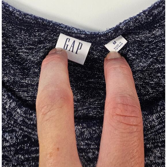 Gap sz M navy blue heathered knit sweater soft stretch drawstring waist EUC - Picture 4 of 7